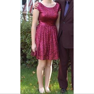 Maroon Sequined "Speechless" Formal Dress